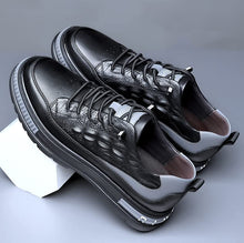 Load image into Gallery viewer, Men's Crocodile Pattern Waterproof Cowhide Shoes,Height Lifting Non-Slip Casual Softsole Oxford Fashion Leather Lace-Up Sneaker (Black,11.5,Men)