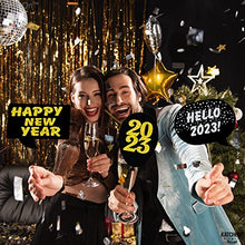 Load image into Gallery viewer, New Years Eve Photo Booth Props 2023 - Glitter, Pack of 25 | New Years Photo Booth Props 2023 | New Years Eve Party Supplies 2023 | NYE Photo Booth Props 2023, Happy New Year Decorations 2023 Props
