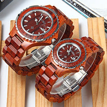 Load image into Gallery viewer, Bewell ZS-100B Wooden Watch Quartz Movement Couple Watches Date Display His and Hers Wristwatches Set