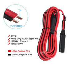 Load image into Gallery viewer, KUNCAN 25FT Sae to Sae 2 Pin Extension Cable DC Power 16awg Heavy Duty Battery Quick Disconnect/Connect Wire Harness with Sae Connectors with Dust Cap