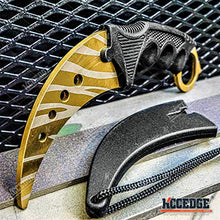 Load image into Gallery viewer, Tactical Knife Hunting Knife Survival Knife 7.5" Fixed Blade Knife FULL METAL TRAINING KARAMBIT with DULL EDGE Camping Accessories Camping Gear Survival Kit Survival Gear Tactical Gear 79439 (Gold)
