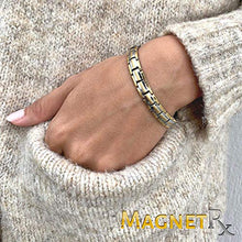 Load image into Gallery viewer, MagnetRX® Women's Ultra Strength Magnetic Therapy Bracelet - Arthritis Pain Relief & Carpal Tunnel Titanium Magnetic Bracelets for Women - Adjustable Length with Sizing Tool (Silver & Gold)
