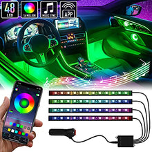 Load image into Gallery viewer, Mega Racer LED Lights for Car Interior - 48 LED RGB Chips Over 16 Million Customizable Colors, Music Sync and 27 Style Effects Waterproof, App Controlled iPhone Android Compatible, Car Charger DC 12V
