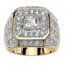 Load image into Gallery viewer, Palm Beach Jewelry Men's 14K Yellow Gold Plated Square Cut Cubic Zirconia Octagon Ring Size 12