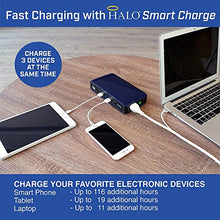 Load image into Gallery viewer, HALO Bolt 58830 mWh Portable Phone Laptop Charger Car Jump Starter with AC Outlet and Car Charger - Blue Graphite
