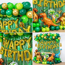Load image into Gallery viewer, Dinosaur Birthday Party Decorations&Balloons Arch Garland Kit(Gold,Green),Dinosaurs Balloons,Happy Birthday Balloons,Curtains,for Dino Themed Kid's Party,Shower,Celebration.