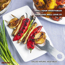 Load image into Gallery viewer, HERUKI Double Metal Skewers for BBQ Grilling Kebob and Shawarma - 2 Stainless Steel Skewers for Fish, Chicken and Meat. Gift for Griller - Exciting Way of Cooking Bigger and Wider Pieces
