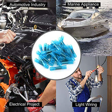 Load image into Gallery viewer, Heat Shrink Butt Connectors, 100Pcs 16-14 AWG Blue Insulated Waterproof Electrical Wire Connectors Automotive Marine Grade Wire Crimp Terminals Butt Splices, Ideal for Boat, Truck, Stereo - Blue