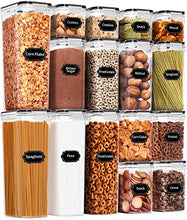 Load image into Gallery viewer, PRAKI Airtight Food Storage Container Set, 16 Pcs BPA Free Plastic Dry Food Canisters for Kitchen Pantry Organization and Storage Ideal for Cereal, Flour & Sugar - Labels, Marker(Black)