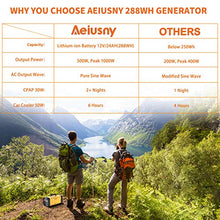 Load image into Gallery viewer, Aeiusny Portable Solar Generator 500W 288WH UPS Power Station Emergency Battery Backup Power Supply Charged by Solar/AC Outlet/Car for CPAP Laptop Home Camping