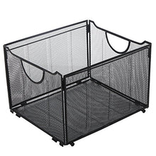 Load image into Gallery viewer, Modern Black Metal Mesh File Box/Foldable Storage Crate/Home Office Folder Holder Organizer Rack