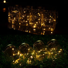 Load image into Gallery viewer, CHBKT 4-Pack Solar-powered Mason Jar Lights (Mason Jar / Handle Included),20 Bulbs Jar Hanging Light,Garden Outdoor Solar / Hanging Lantern,Decor Solar Light,Table Light,Patio Path Light,Warm White