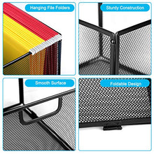 Load image into Gallery viewer, Hanging File Folder Organizer, Mesh Metal File Organizer Box Office Filing Crate Folder Holder Storage Box, Letter Size, Black