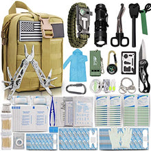 Load image into Gallery viewer, Monoki First Aid Survival Kit, 302Pcs Tactical Molle EMT IFAK Pouch Outdoor Gear EDC Emergency Survival Kits First Aid Kit Trauma Bag for Hiking Camping Hunting Car Travel or Adventures-Mud Yellow