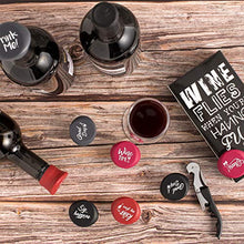 Load image into Gallery viewer, Whaline 8 Pack Christmas Wine Bottle Stoppers and Gift Box, Funny Silicone Reusable Caps Bottle Sealers with a Funny Saying for Wine Beverage and Beer Bottles (Purple, Red, Grey, Black)