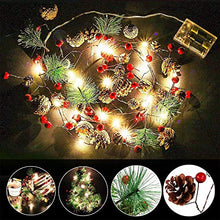 Load image into Gallery viewer, PHILIPOUS Christmas Lights, Garland with Lights Fairy Lights Pine Cone Berries Indoor and Outdoor Christmas Tree Lights Winter Holiday New Year Decor, Battery Powered. (2M 20 Lights) (Pine Cone)
