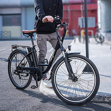 Load image into Gallery viewer, Heybike Cityscape Electric Bike 350W Electric City Cruiser Bicycle-Up to 40 Miles- Removable Battery, Shimano 7-Speed and Dual Shock Absorber, 26" Electric Commuter Bike for Adults (Black)