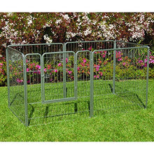 Load image into Gallery viewer, Petmate Courtyard Exercise Pen Drop Pin Design Walk-In Door Silver Crackle Finish