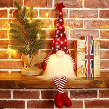 Load image into Gallery viewer, EDLDECCO Christmas Gnome with Light Timer 27 Inches Set of 2 Knitted Hat Nisse Figurine Plush Swedish Nordic Tomte Scandinavian Elf X'Mas Holiday Party Home Decor Ornaments (Red & Grey)