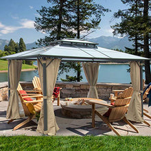 Load image into Gallery viewer, Aoxun 10x13FT Outdoor Double Roof Hardtop Gazebo Canopy, Aluminum Frame Grill Pergola for Patios with Netting and Curtains for Gardens,Terraces,Patio