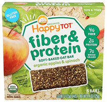 Load image into Gallery viewer, Happy Tot Fiber & Protein Soft-Baked Oat Organic Toddler Snack Apple & Spinach, Organic Gluten Free Kosher Non-GMO, 4.4 Ounce Bars (pack of 5)