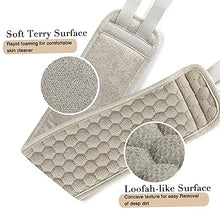 Load image into Gallery viewer, Suntee Exfoliating Back Scrubber & Exfoliating Sponge Pad Set for Shower, Bath Shower Scrubber for Men and Women, Luffa Scrubber to Deep Clean Relax Your Body (36.5'' length 4.5'' width)