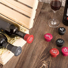 Load image into Gallery viewer, Whaline 8 Pack Christmas Wine Bottle Stoppers and Gift Box, Funny Silicone Reusable Caps Bottle Sealers with a Funny Saying for Wine Beverage and Beer Bottles (Purple, Red, Grey, Black)