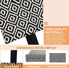 Load image into Gallery viewer, Canvas Tote Bag for Women, Strong Canvas Bag Reusable Grocery Shopping Cloth Bags with Handles, Grocery Bags Reusable Shopping Bags for Groceries Shopping Travel Storage (1, Black Geometry)