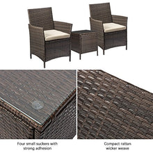 Load image into Gallery viewer, Devoko Patio Porch Furniture Sets 3 Pieces PE Rattan Wicker Chairs with Table Outdoor Garden Furniture Sets (Brown/Beige)