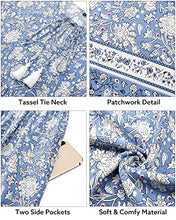 Load image into Gallery viewer, Arach&Cloz Women's Boho Tie Neck Printed Short Sleeve Floral Summer Loose Tassels Casual Midi Dress with Pockets (Floral02,XL)
