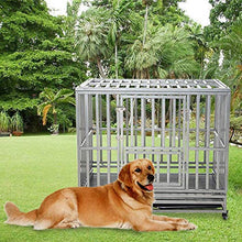 Load image into Gallery viewer, LUCKUP 42" Heavy Duty Dog Cage Strong Metal Kennel and Crate for Medium and Large Dogs Pet Playpen with Four Lockable Casters Indoor/Outdoor Silver
