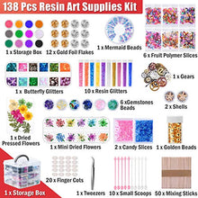Load image into Gallery viewer, Resin Decoration Accessories Kit, Thrilez Resin Jewelry Making Supplies Kit with Dried Flowers, Resin Glitter Sequin, Mica Powder, Resin Foil Flakes and Epoxy Resin Fillers for Resin Crafts Beginners