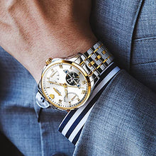 Load image into Gallery viewer, Men's Automatic Watch Skeleton Tourbillon Stainless Steel Mechanical Watch Waterproof Luminous with Date Sapphire Crystal