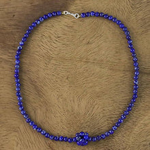 Load image into Gallery viewer, NOVICA Lapis Lazuli .950 Sterling Silver Beaded Necklace, 16.25" 'Blue Grapes'