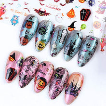 Load image into Gallery viewer, Halloween Nail Art Foils Fall Nail Foil Transfer Stickers, 10Rolls Holographic Nail Foil Decals Nails Art Supplies Halloween Pumpkin Skull Spider Web Ghost Design Sticker for Manicure Tips Decorations