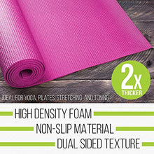 Load image into Gallery viewer, Nicole Miller Yoga Workout Mat, Thick Yoga Exercise Mat for Home Gym with Exercise Mat Strap (Pink, 5MM Thick)