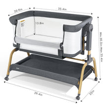 Load image into Gallery viewer, Jimglo 3 in 1 Baby Bassinet, Rocking Bassinet with Storage Basket and Wheels, Adjustable Height Bassinet Bedside Sleeper, Easy Folding Portable Crib for Newborn
