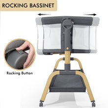 Load image into Gallery viewer, Jimglo 3 in 1 Baby Bassinet, Rocking Bassinet with Storage Basket and Wheels, Adjustable Height Bassinet Bedside Sleeper, Easy Folding Portable Crib for Newborn