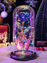 Load image into Gallery viewer, Valentines Day Gifts for Her, Galaxy Glass Rose Forever Eternal Crystal Flower Light Up Rose in Glass Dome with Butterfly Birthday Gifts for Women Mom Wife Girlfriend Grandma Purple