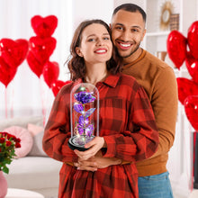 Load image into Gallery viewer, Valentines Day Gifts for Her, Galaxy Glass Rose Forever Eternal Crystal Flower Light Up Rose in Glass Dome with Butterfly Birthday Gifts for Women Mom Wife Girlfriend Grandma Purple