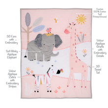 Load image into Gallery viewer, Lambs & Ivy Jazzy Jungle 3-Piece Safari Animals Pink Baby Crib Bedding Set