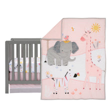 Load image into Gallery viewer, Lambs & Ivy Jazzy Jungle 3-Piece Safari Animals Pink Baby Crib Bedding Set