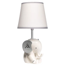 Load image into Gallery viewer, Lambs & Ivy Happy Jungle White/Grey Elephant Nursery Lamp with Shade & Bulb