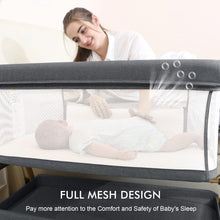 Load image into Gallery viewer, Jimglo 3 in 1 Baby Bassinet, Rocking Bassinet with Storage Basket and Wheels, Adjustable Height Bassinet Bedside Sleeper, Easy Folding Portable Crib for Newborn