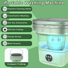Load image into Gallery viewer, Mini Portable Washing Machine Foldable: 11L Large Fold Washing Machine with Spin Dryer, Small Collapsible Laundry Washer for Travel, Apartment, Underwears, Socks, Baby Clothes (Green)