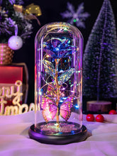 Load image into Gallery viewer, Valentines Day Gifts for Her, Galaxy Glass Rose Forever Eternal Crystal Flower Light Up Rose in Glass Dome with Butterfly Birthday Gifts for Women Mom Wife Girlfriend Grandma Purple