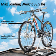 Load image into Gallery viewer, Zibomm Universal Roof Mount Bike Rack, Fork Mount Bike Carrier for Roof Racks with Foldable Secure Ratcheting Arm & Safe Locking, Aluminum Car Rooftop Bicycle Carrier 1 Bike Capacity Up to 38.5 lbs