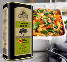 Load image into Gallery viewer, Ellora Farms, Certified PDO Extra Virgin Olive Oil, Single Estate, Single Origin, Single Variety, Cold Press & Traceable Olive Oil, Born in Crete, Greece, Kosher, 1 Lt Tin (33.8 oz.)