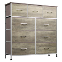 Load image into Gallery viewer, WLIVE 9-Drawer Dresser, Fabric Storage Tower for Bedroom, Hallway, Nursery, Closet, Tall Chest Organizer Unit with Fabric Bins, Steel Frame, Wood Top, Easy Pull Handle, Greige
