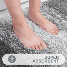 Load image into Gallery viewer, OLANLY Ombre Bath Rug and Toilet Rugs U-Shaped, Bath Rug Size 24x16 and Bathroom Rug Set Size 24x16+24x20 in Grey, 3 Item Bundle